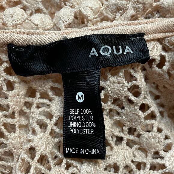 AQUA BODYCON KNIT YOLK LACE EYELET TIER MINI DRESS MEDIUM BLUSH PINK - Picture 12 of 14